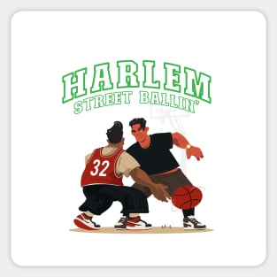 Beautiful Nice Harlem Street Balling Ballin Basketball Player Two Persons play on the court play on the road Sticker